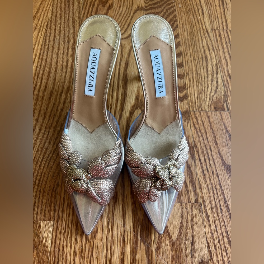 $1250 Aquazzura Galactic Flower PVC mules Size 37 Made In Italy
